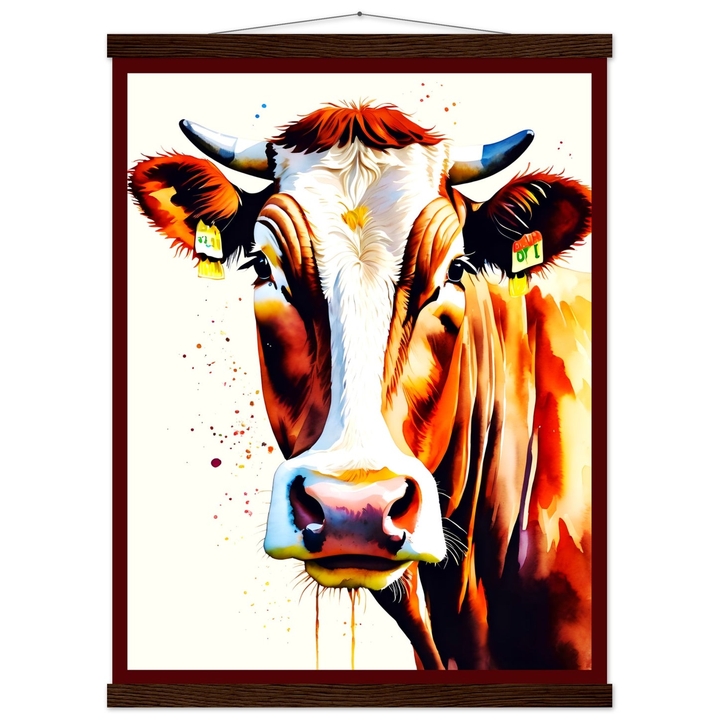 Hola vaca || Póster de papel mate premium con colgador