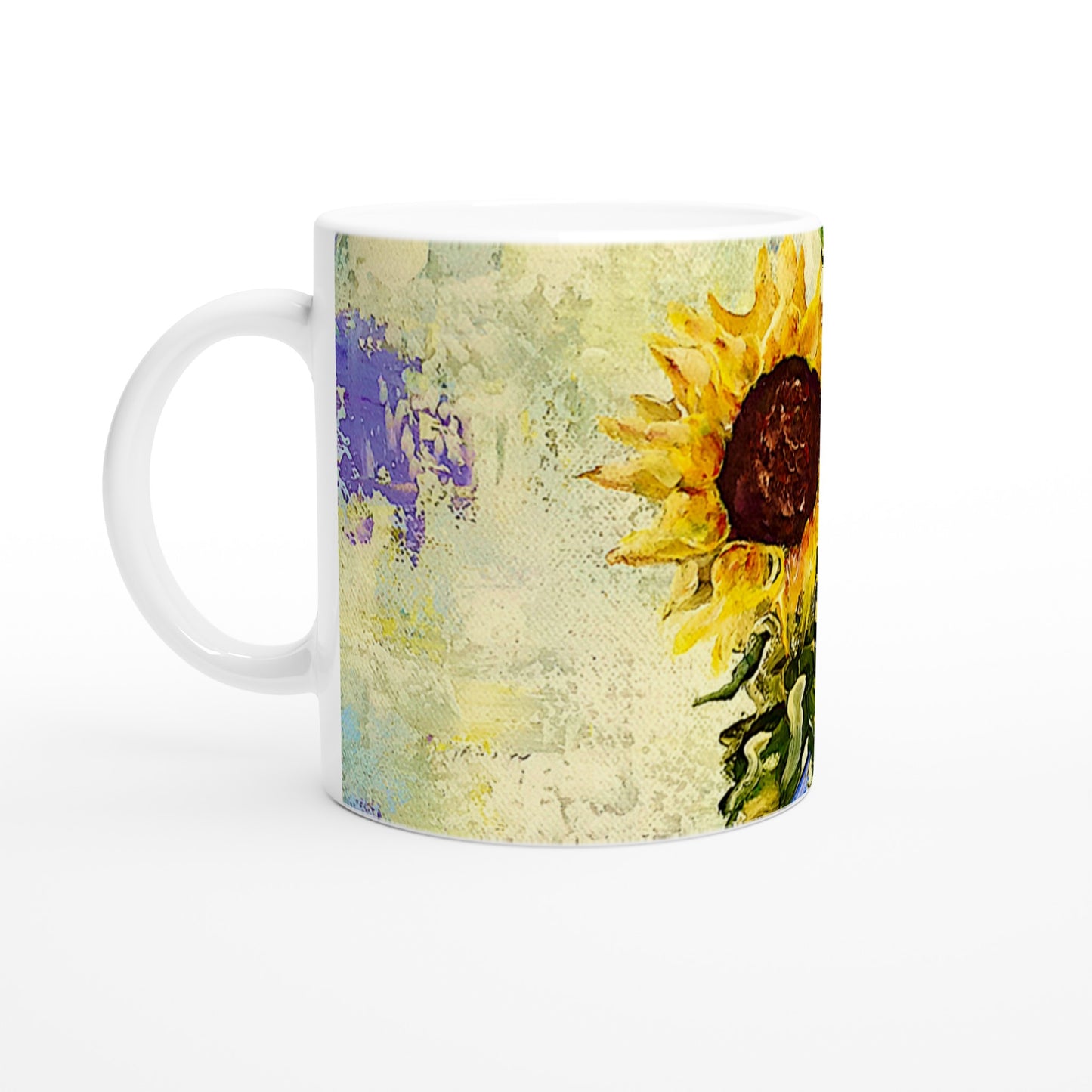 Sonnenblumenvase || Weiße 11oz Keramiktasse