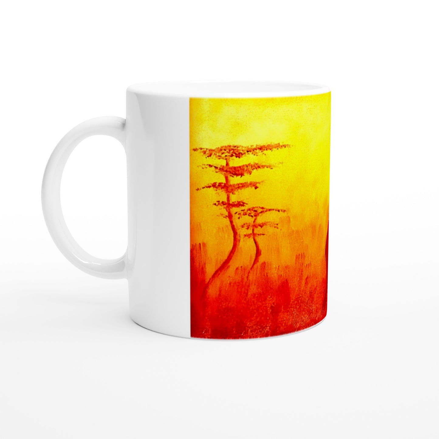 Sonnenaufgang-Elefant || Weiße 11oz Keramiktasse