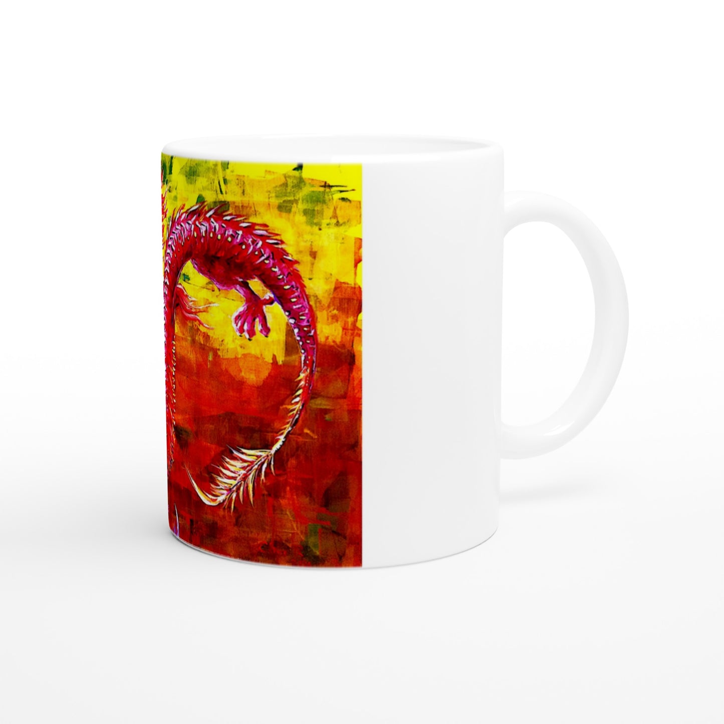 Dragón Rojo || Taza de cerámica blanca de 11 oz