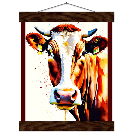 Hola vaca || Póster de papel mate premium con colgador