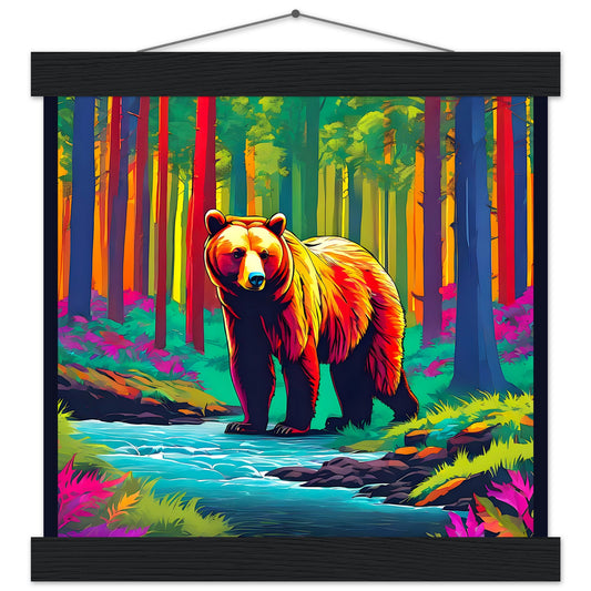 Borde oscuro del oso colorido || Póster de papel mate premium con colgador