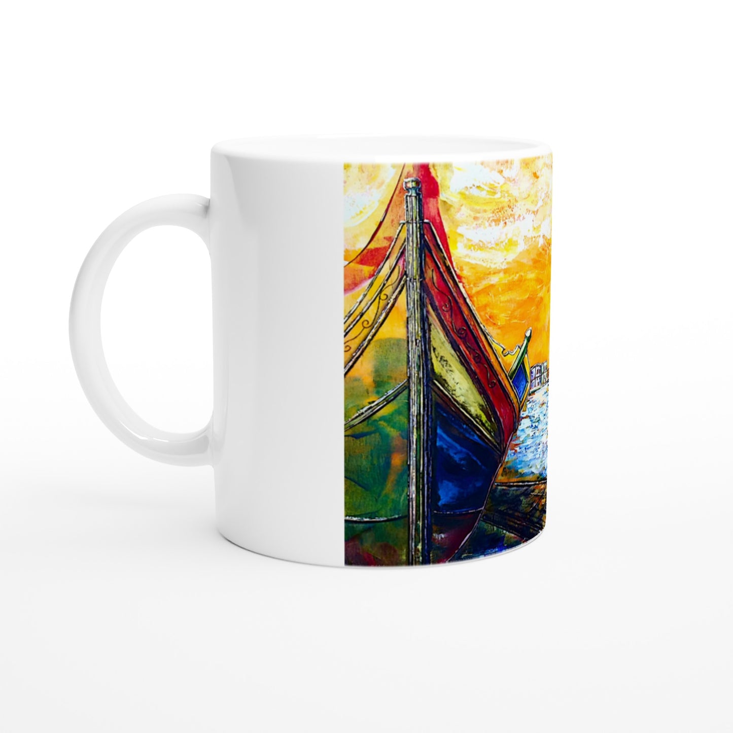 Luzzu mágica || Taza de cerámica blanca de 11 oz