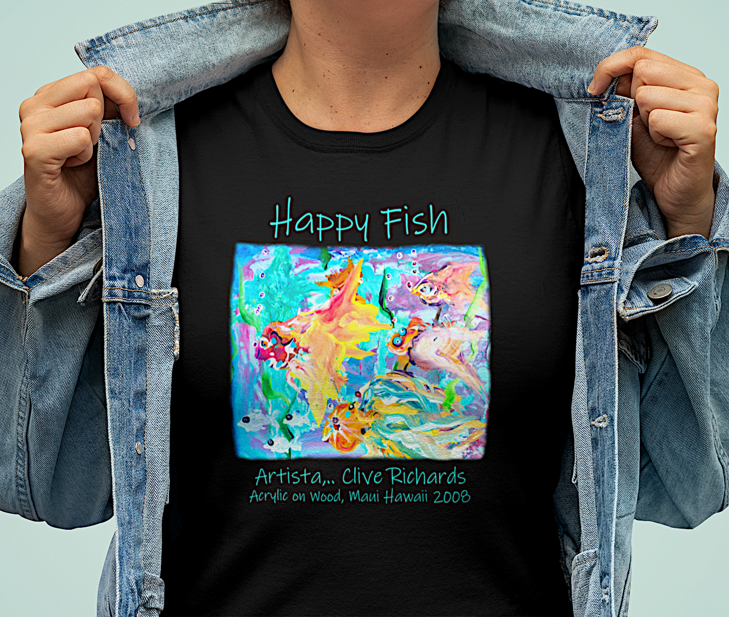 Happy Fish || Heavyweight Unisex Crewneck Tee