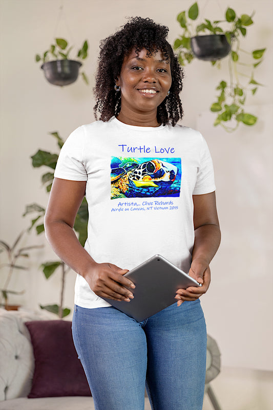Schildkrötenliebe, Künstlerin Clive || Schweres Unisex-T-Shirt mit Rundhalsausschnitt