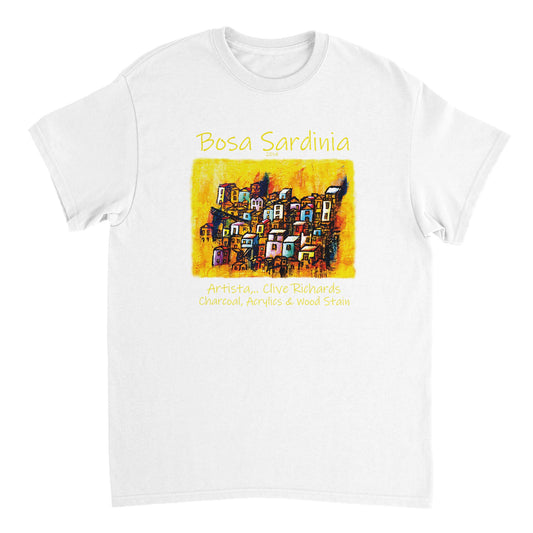 Bosa Sardinien, Künstler Clive || Schweres Unisex-T-Shirt mit Rundhalsausschnitt