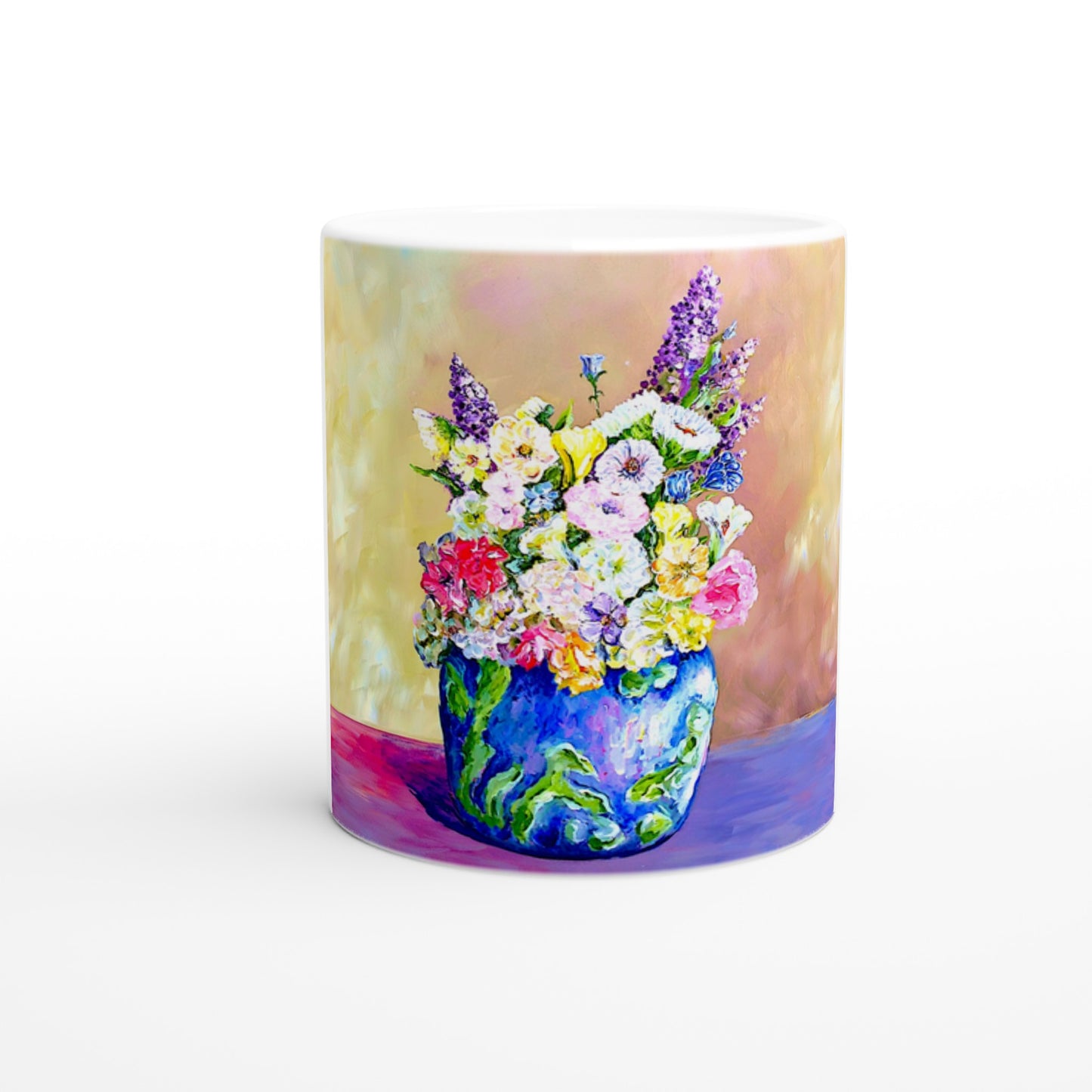 Gemischte Blumenvase || Weiße 11oz Keramiktasse