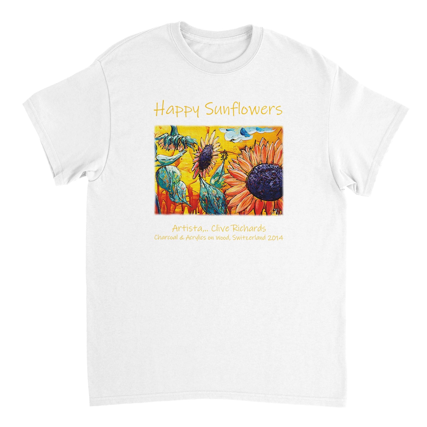 Happy Sunflowers Artista Clive || Schweres Unisex-T-Shirt mit Rundhalsausschnitt