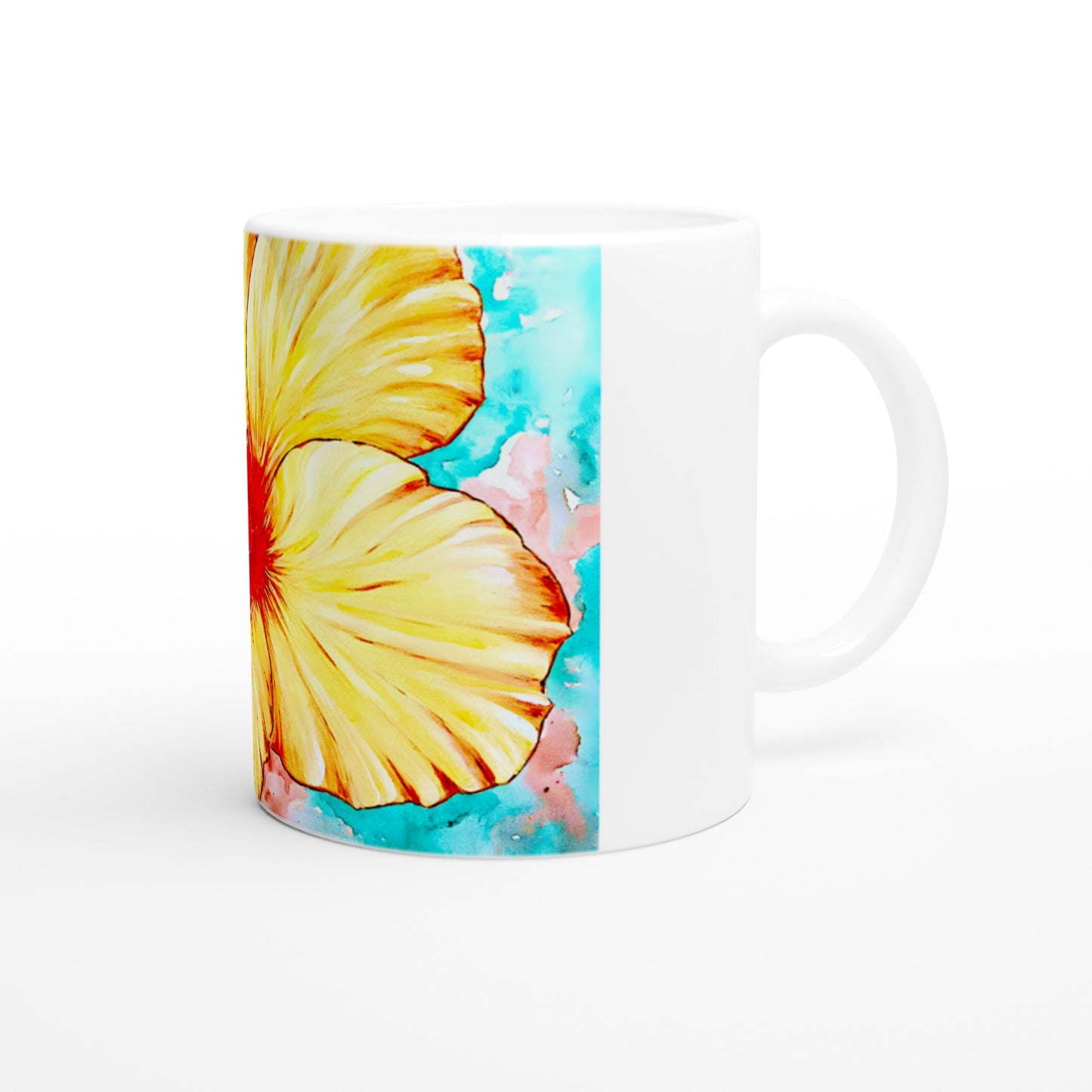 Hibisco malayo || Taza de cerámica blanca de 11 oz