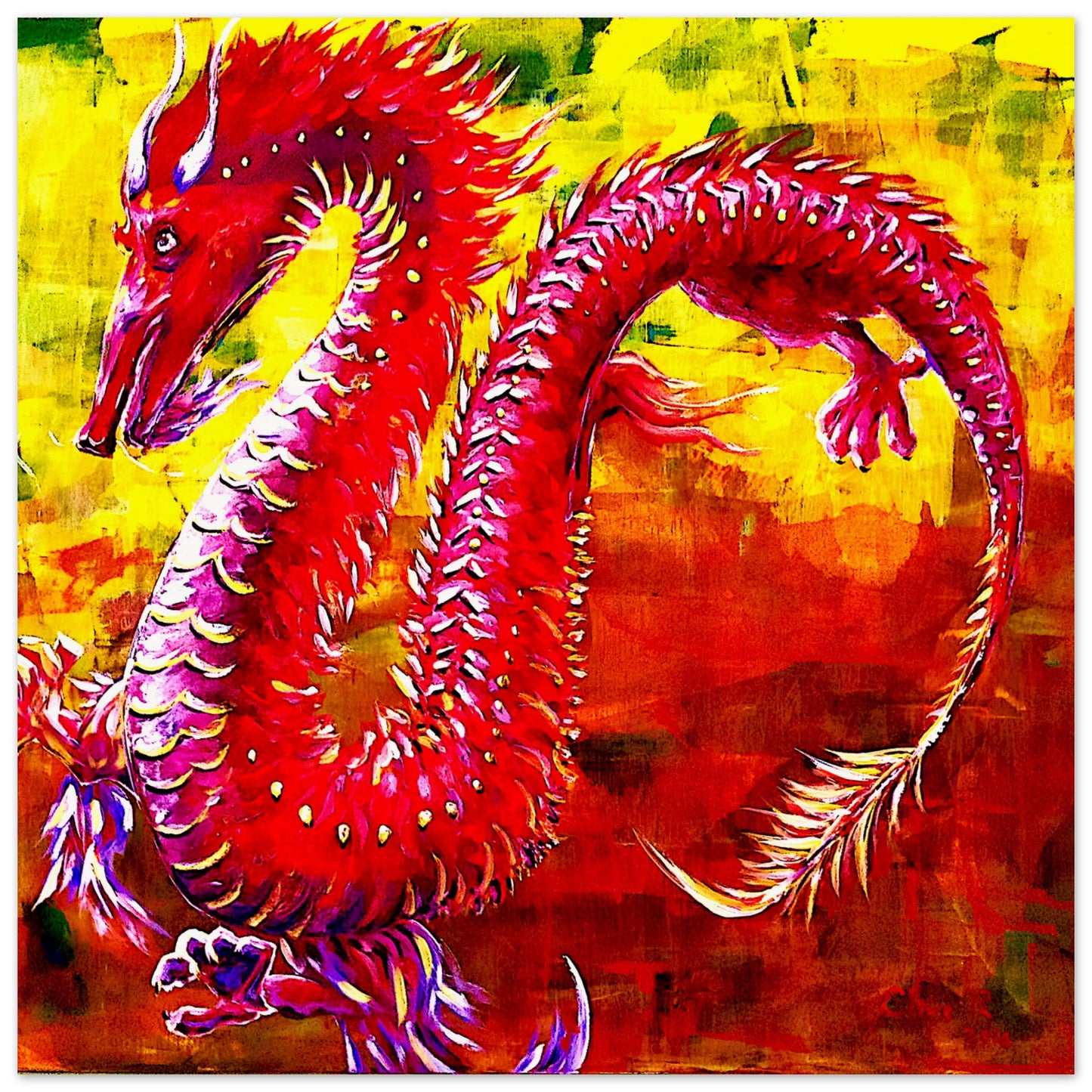 Dragón Rojo || Póster de papel mate con calidad de museo