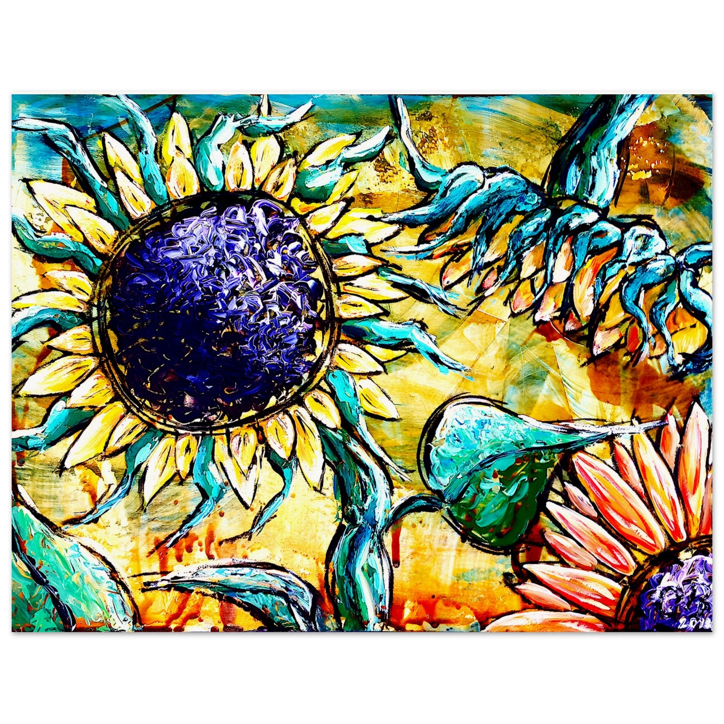 Girasoles bailando || Póster de papel mate con calidad de museo