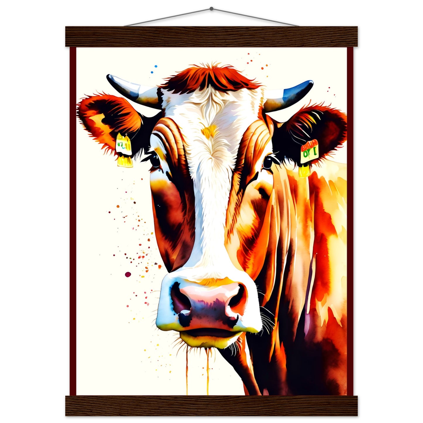 Hola vaca || Póster de papel mate premium con colgador