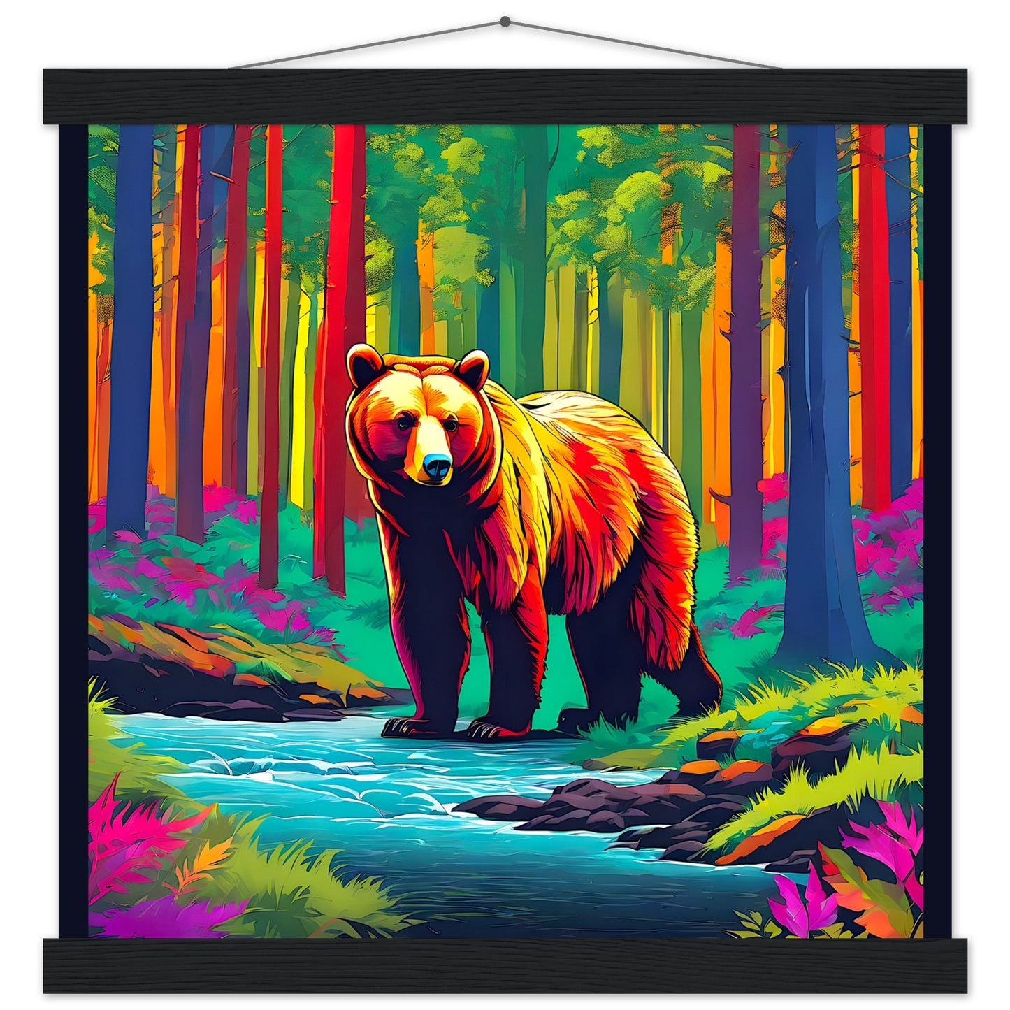 Colorful Bear Dark Border || Premium Matte Paper Poster with Hanger