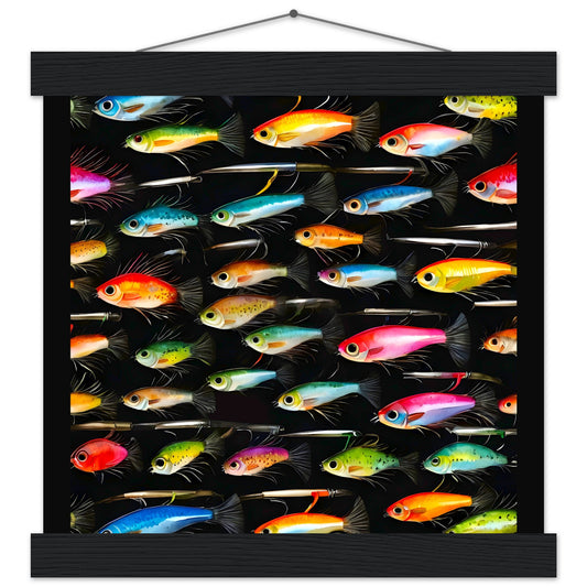 Señuelos de pesca || Póster de papel semibrillante premium con colgador