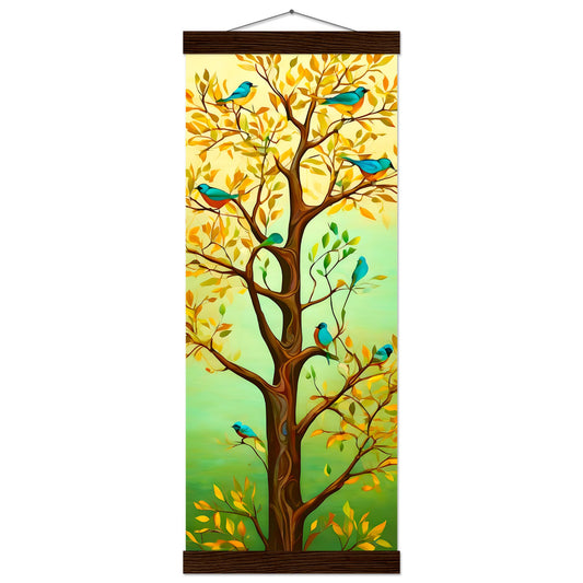 Blue Bird Tree || Premium Matte Paper Poster with Hanger