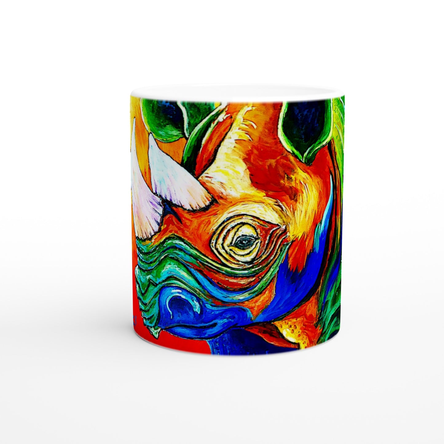 Rinoceronte al atardecer || Taza de cerámica blanca de 11 oz