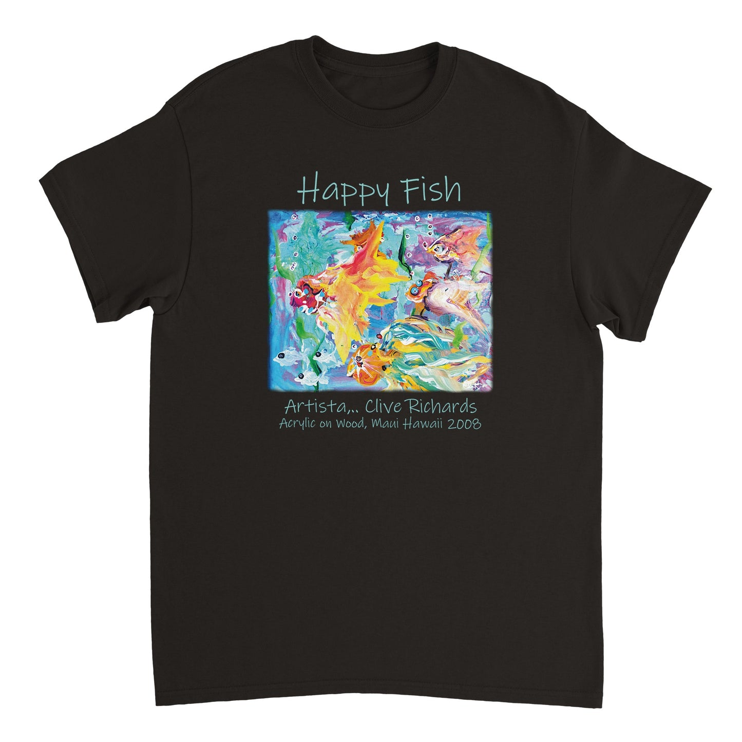 Happy Fish || Heavyweight Unisex Crewneck Tee