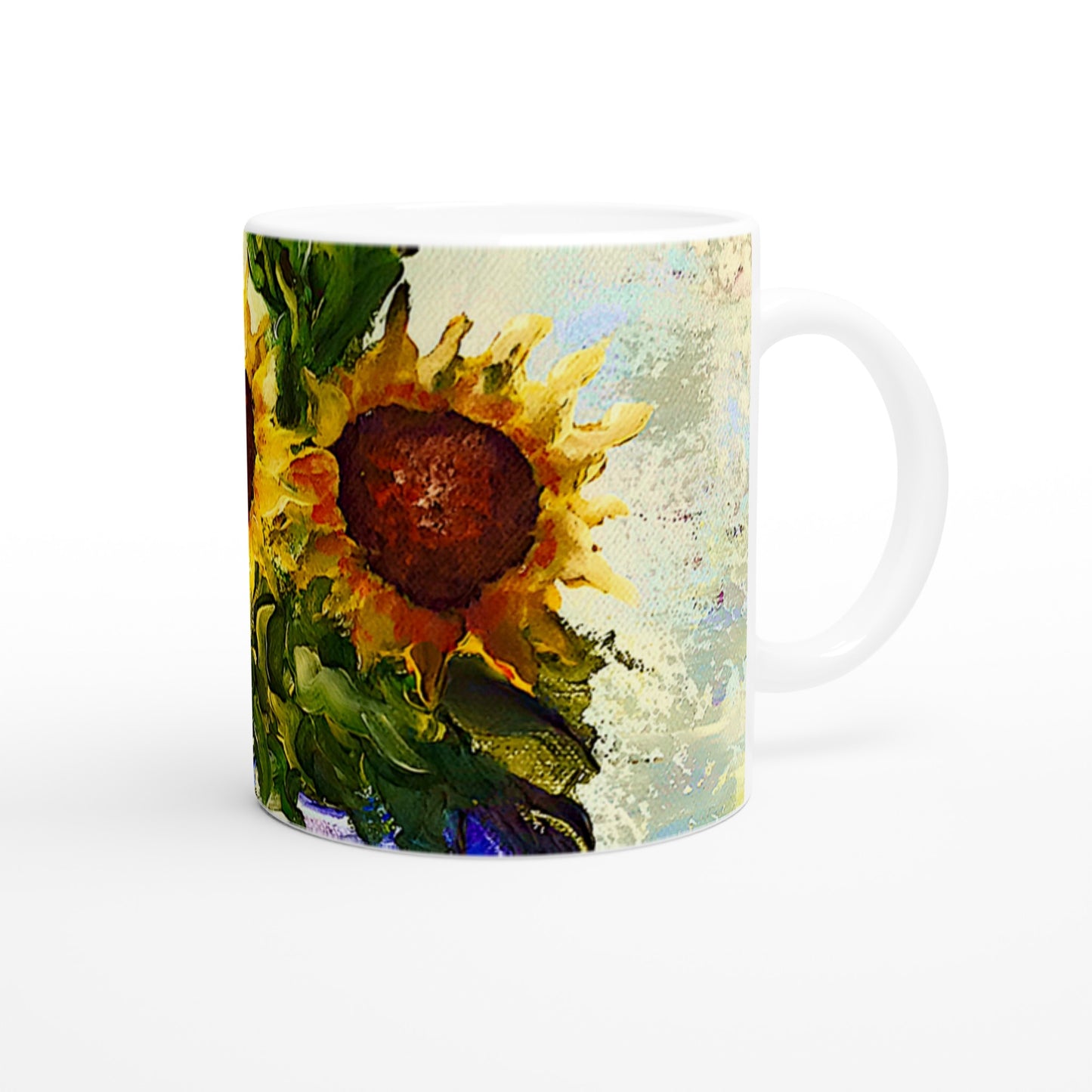 Sonnenblumenvase || Weiße 11oz Keramiktasse