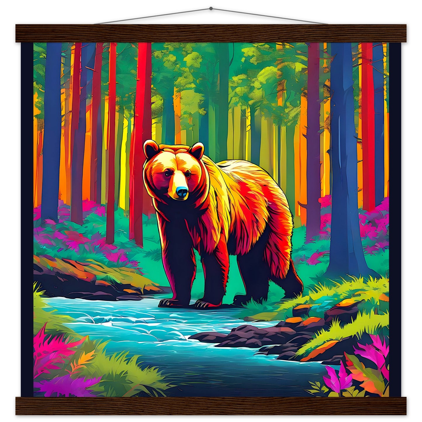 Colorful Bear Dark Border || Premium Matte Paper Poster with Hanger