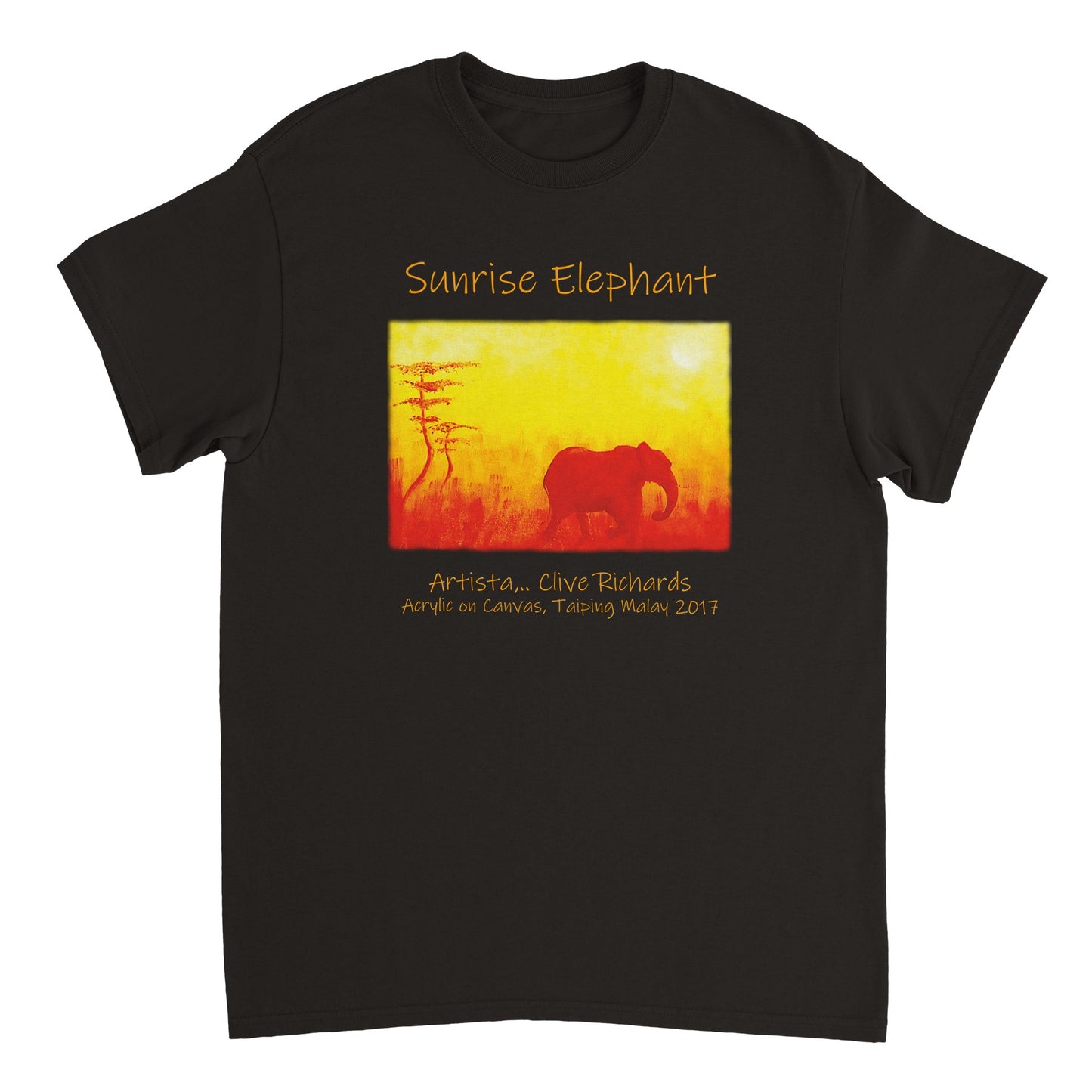 Sunrise Elephant Artista Clive || Schweres Unisex-T-Shirt mit Rundhalsausschnitt