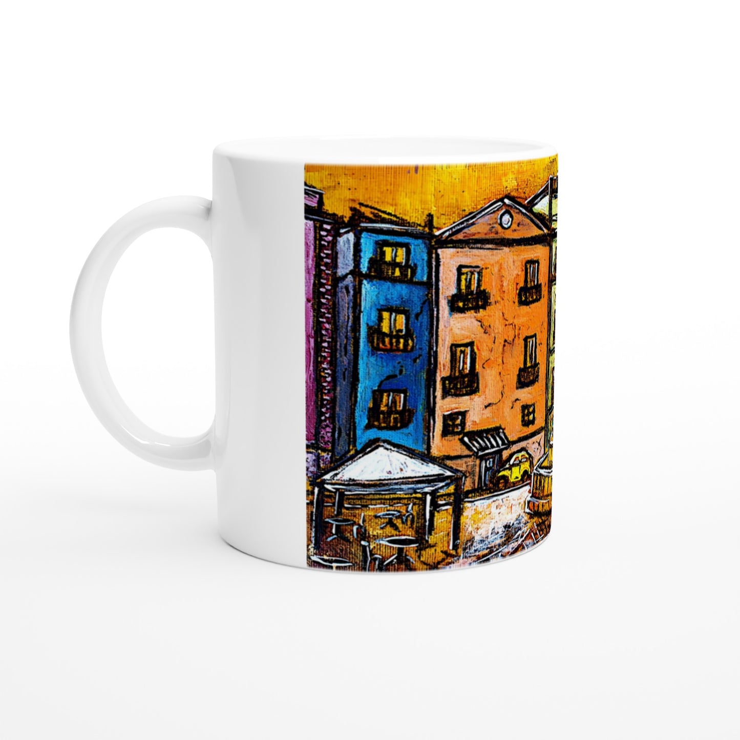 Stadtzentrum von Bosa || Weiße 11oz Keramiktasse