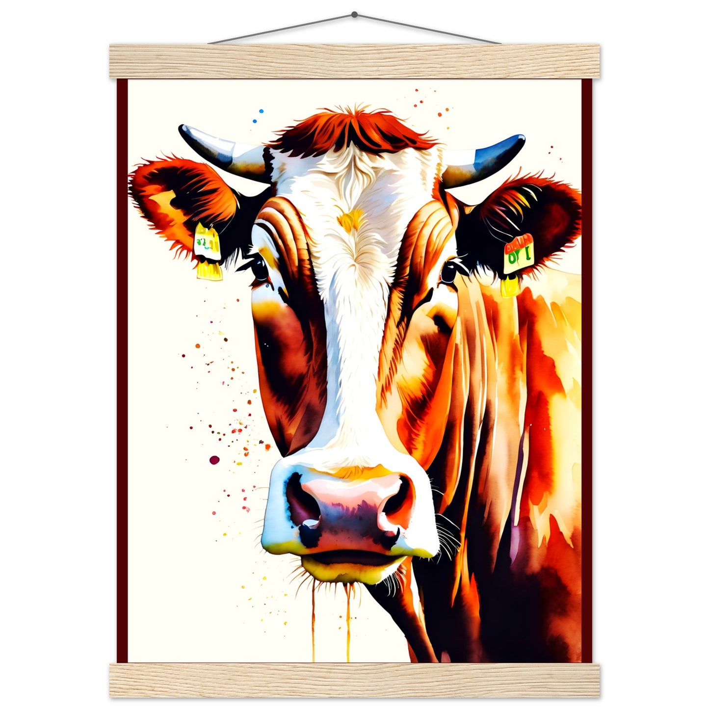 Hola vaca || Póster de papel mate premium con colgador