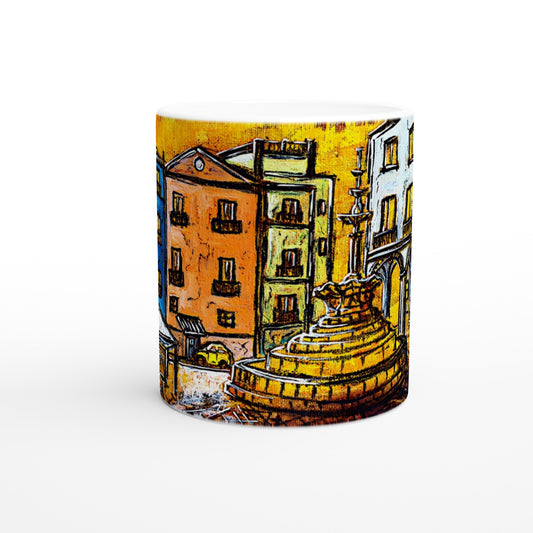 Centro de la ciudad de Bosa || Taza de cerámica blanca de 11 oz