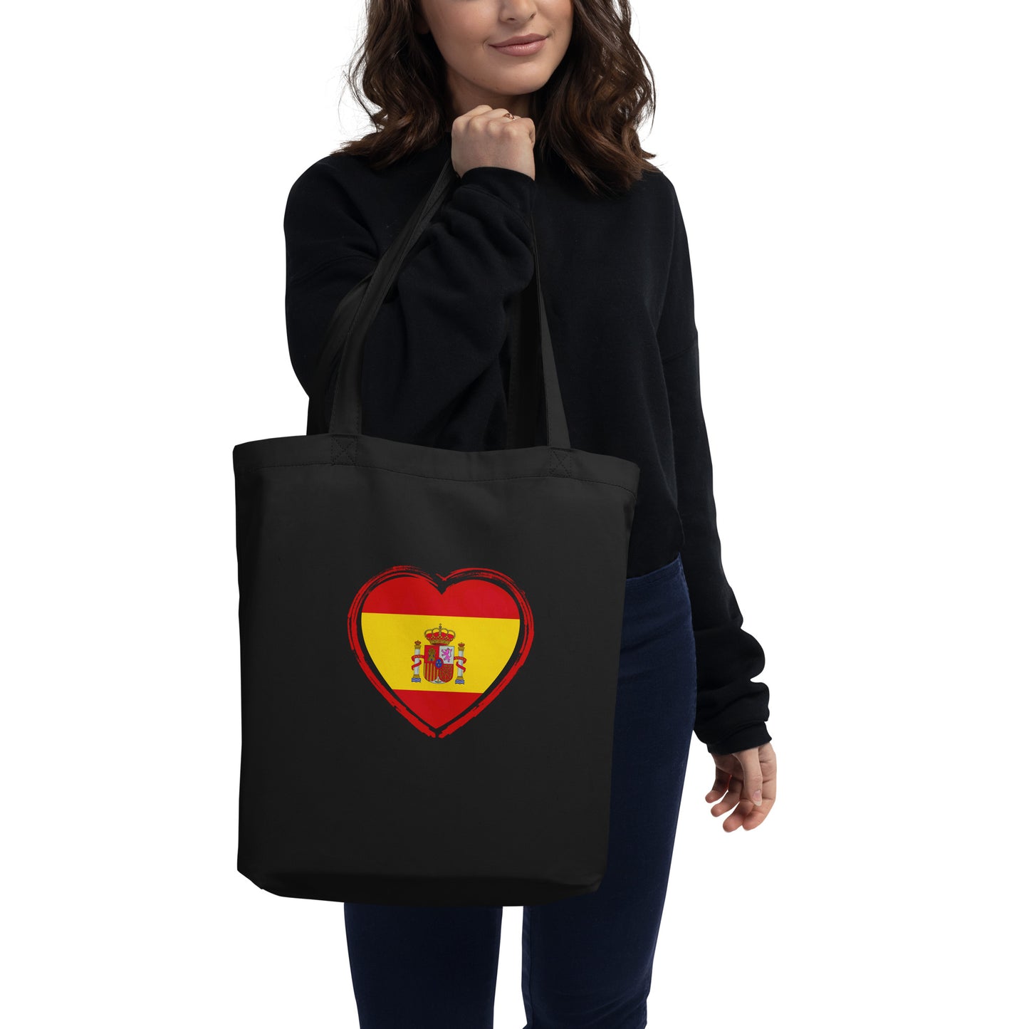 Bandera Española del Corazón || Tote de algodón orgánico ecológico