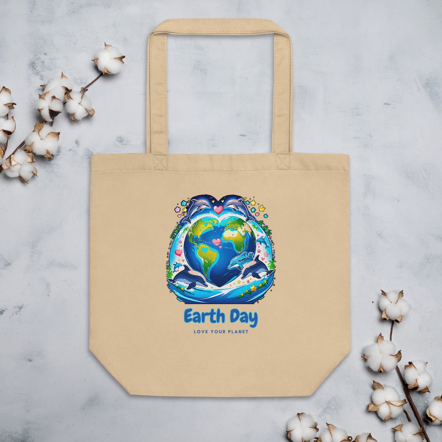 Día de la Tierra, ama tu planeta || Tote de algodón orgánico ecológico