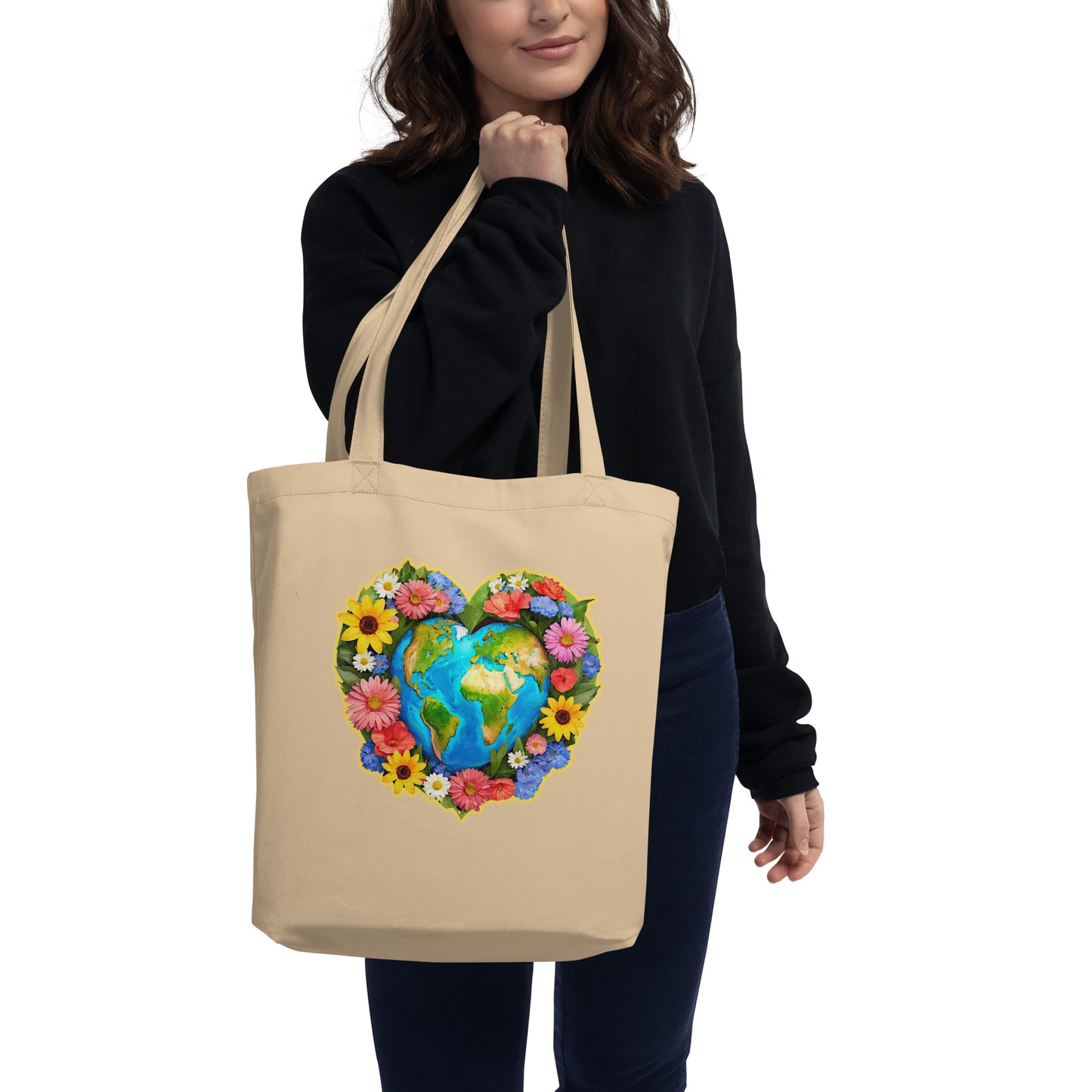 Arrecife del Corazón del Día de la Tierra || Tote de algodón orgánico ecológico