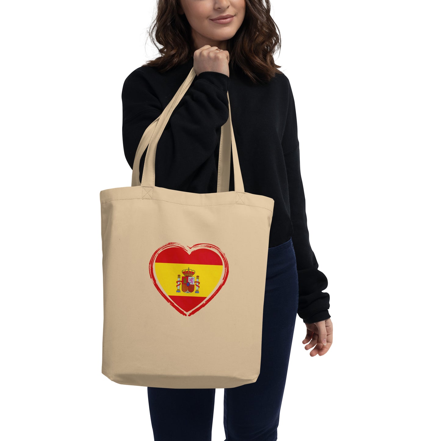 Bandera Española del Corazón || Tote de algodón orgánico ecológico