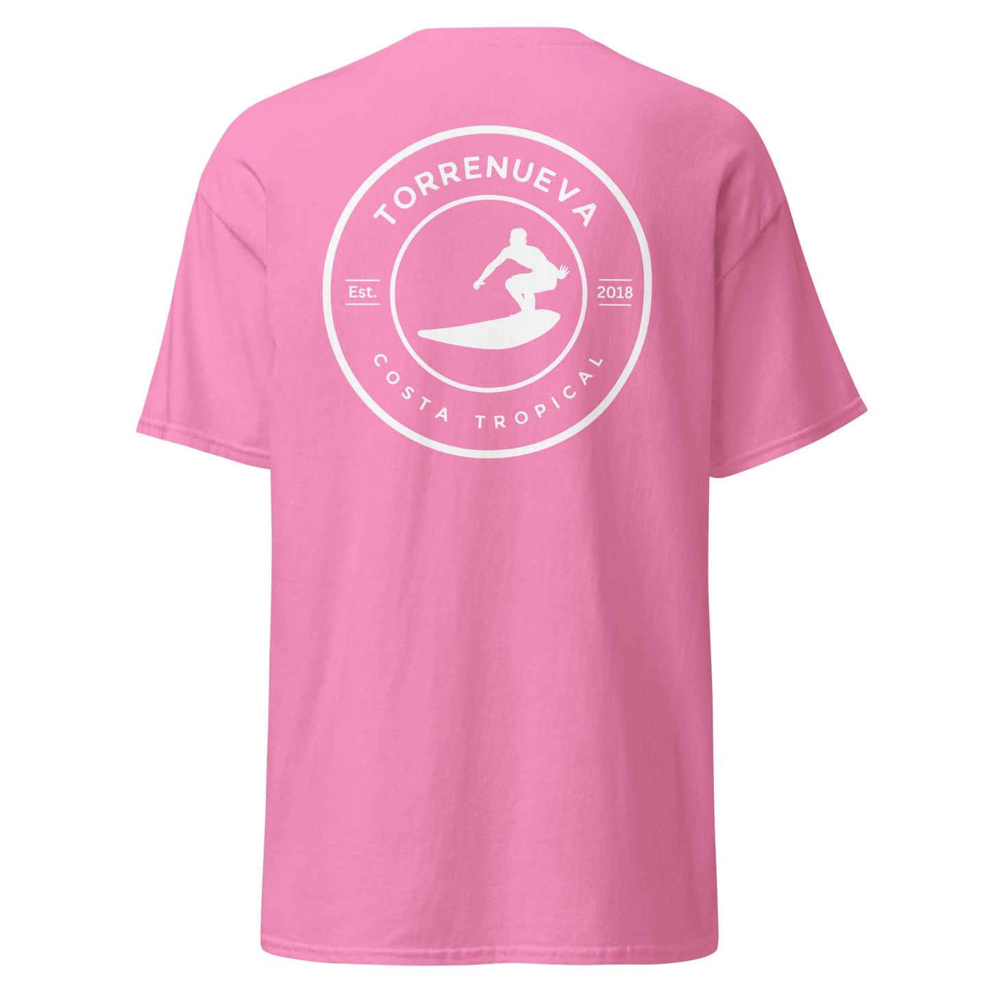 Torrenueva Costa, Est. 2018, cresta y espalda de surfista || Camiseta clásica