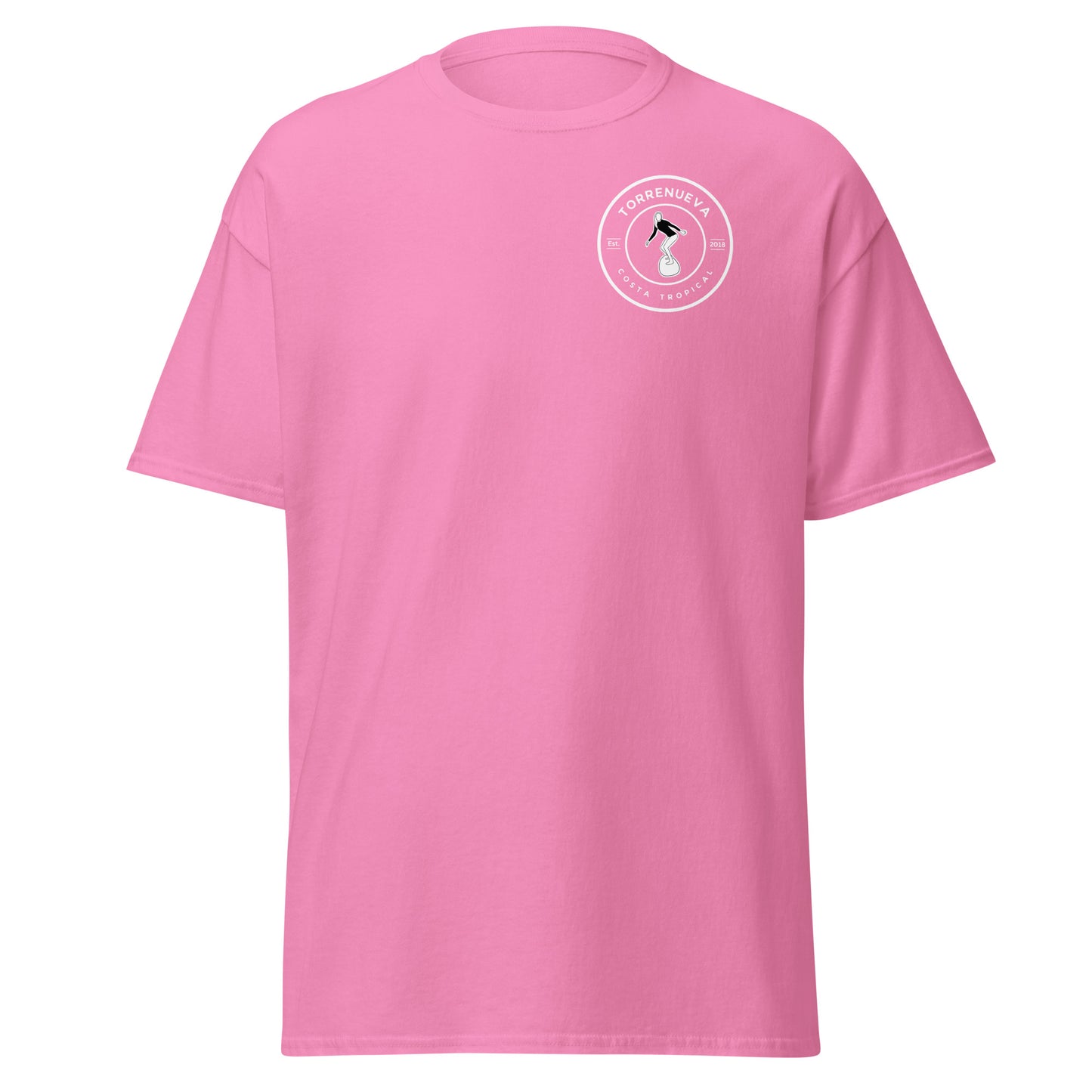 Torrenueva Costa Est. 2018, escudo y espalda de Surfer Girl || Camiseta clásica