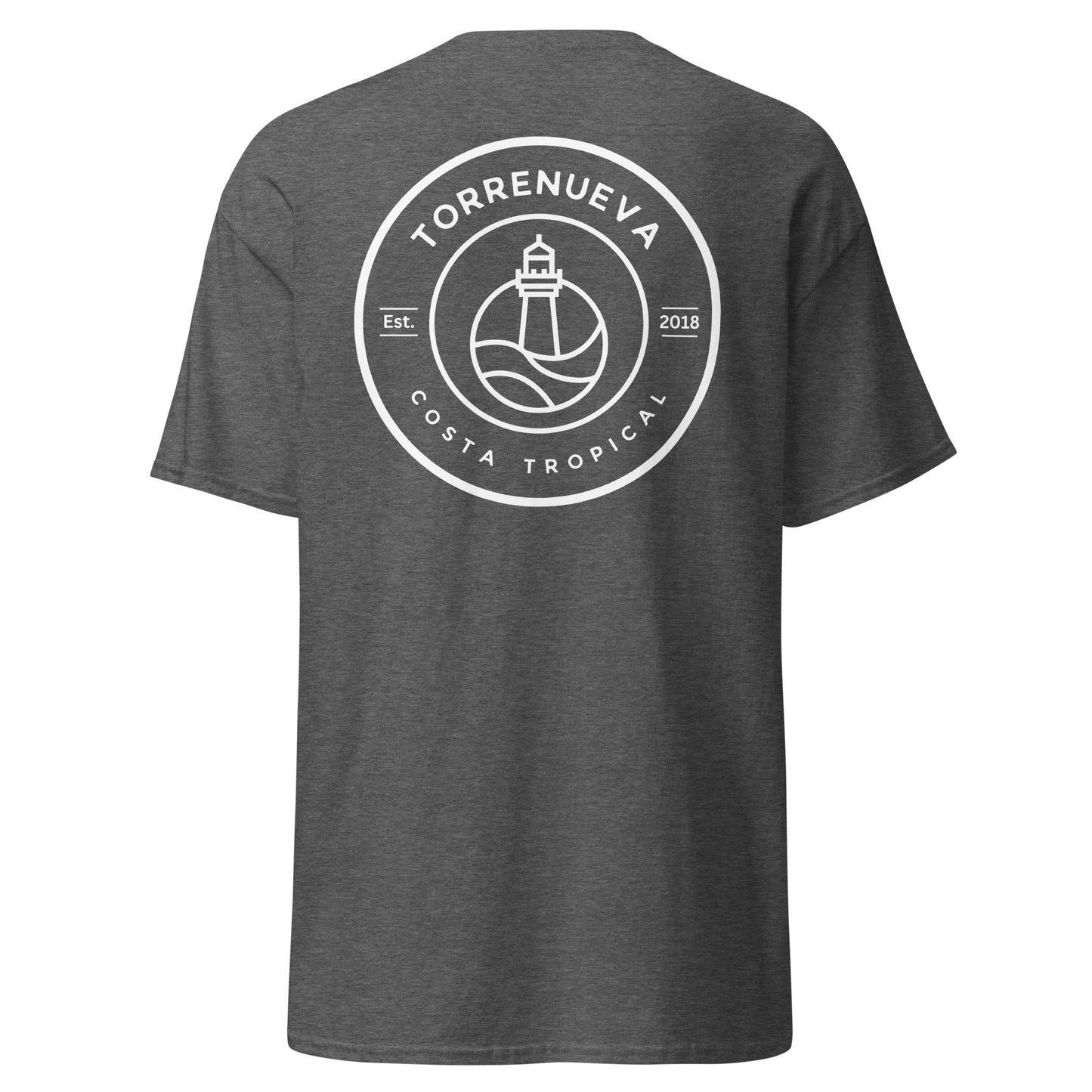 Torrenueva Costa, Est. 2018, Leuchtturmwappen und Rückseite || Klassisches T-Shirt