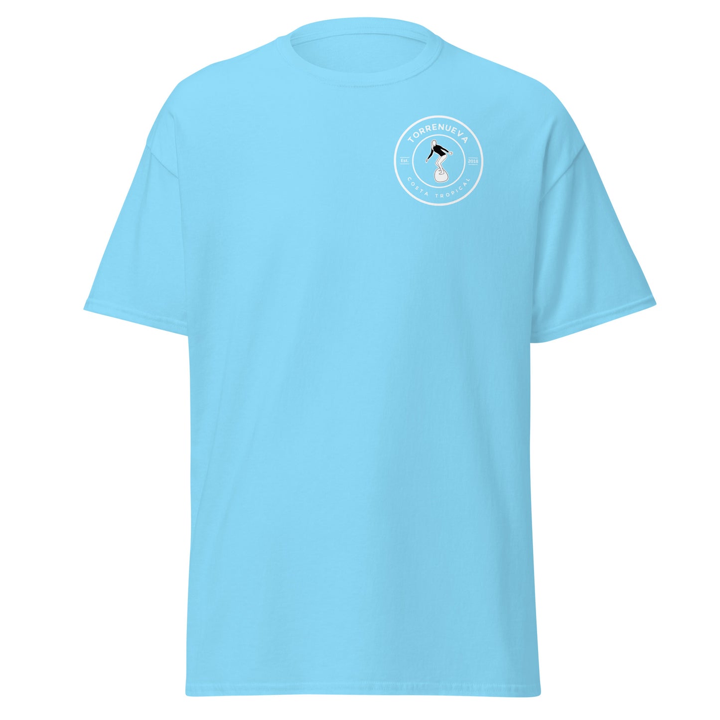 Torrenueva Costa Est. 2018, Surfer Girl Crest &amp; Back || Klassisches T-Shirt